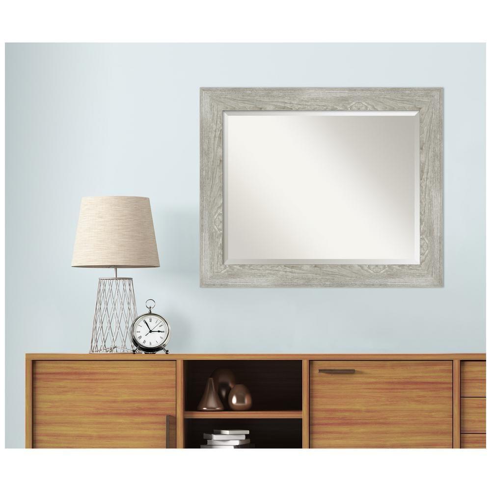 34" x 28" Dove Graywash Framed Bathroom Vanity Wall Mirror - Amanti Art: Modern, Wall Mount, Wood Frame