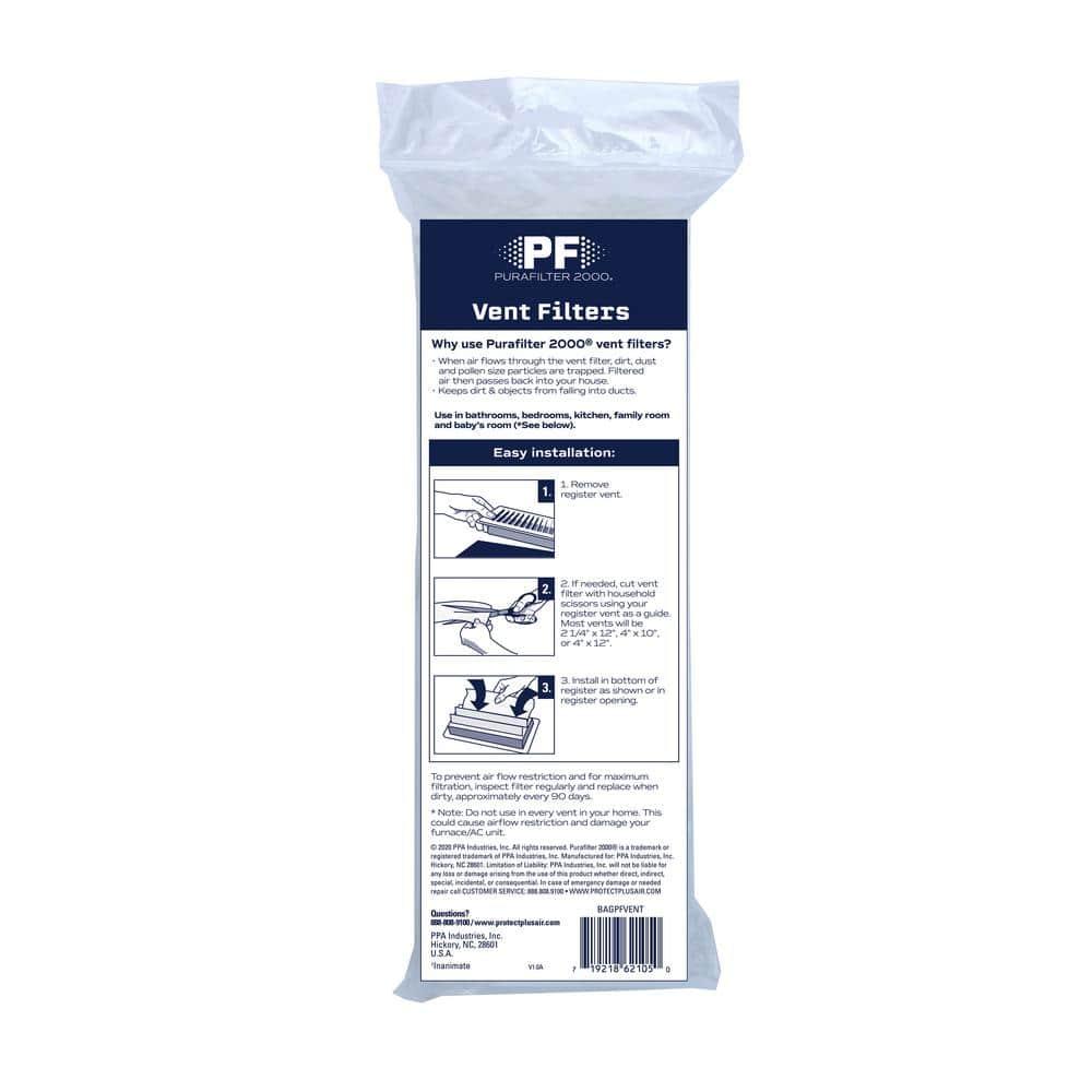 Protect Plus 6029520 12 x 4 in. Purafilter 2000 Rectangular Vent Filter - Pack of 12