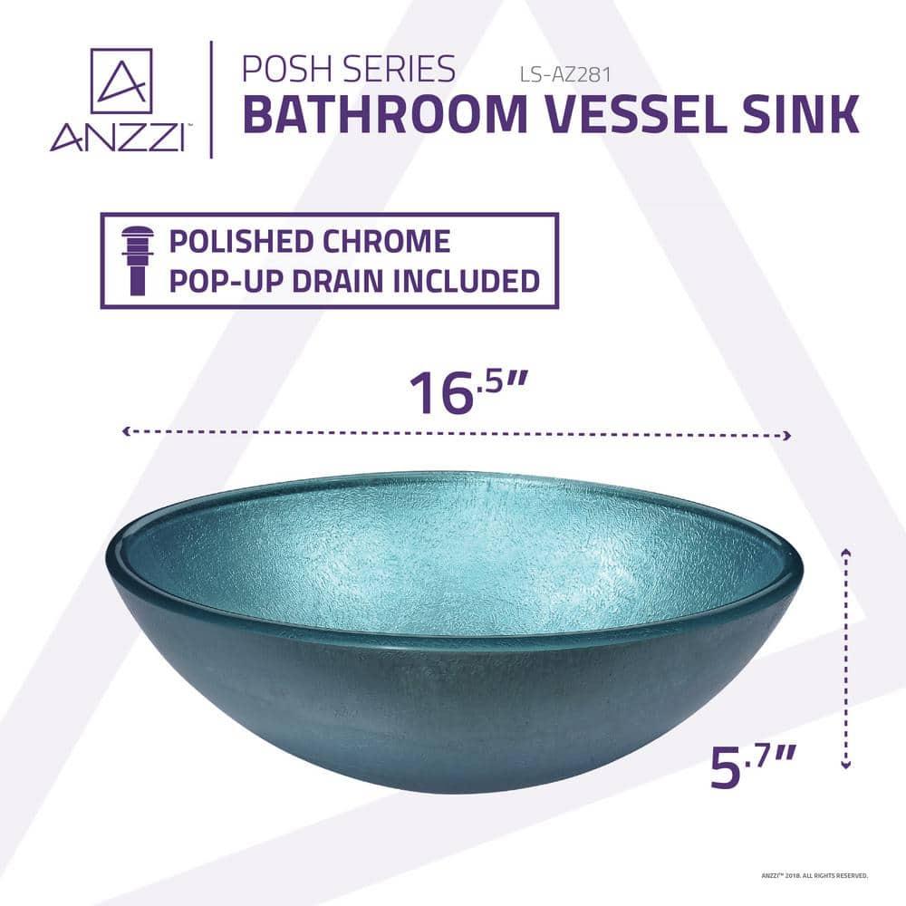 Anzzi  Posh Series Deco-Glass Vessel Sink in Coral Blue
