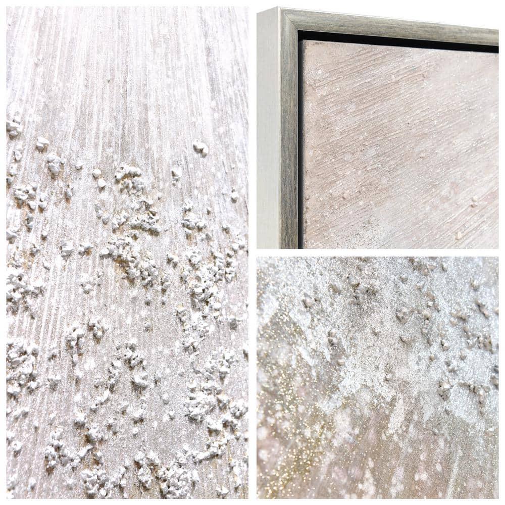 Empire Art Direct Silver Radiant Trio Textured Glitter Hand Painted Framed Canvas Wall Art with Silver Leaf