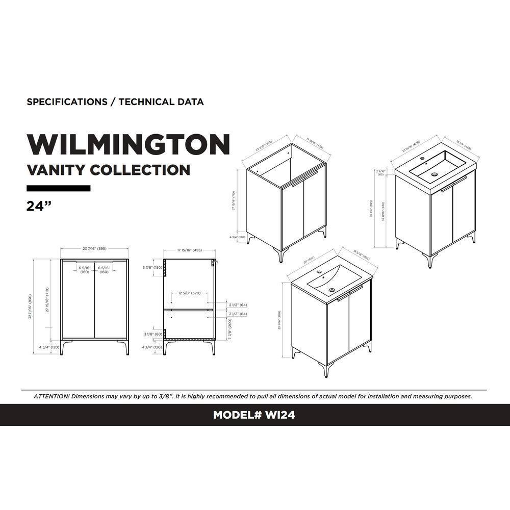 Fine Fixtures Wilmington 24 Inch Bathroom Vanity With Sink - Fully Assembled Bathroom Sink Cabinet, Bathroom Vanities, Wood Bathroom Vanity, Small Bathroom Sink Cabinet, 24 Bathroom Vanity With Sink