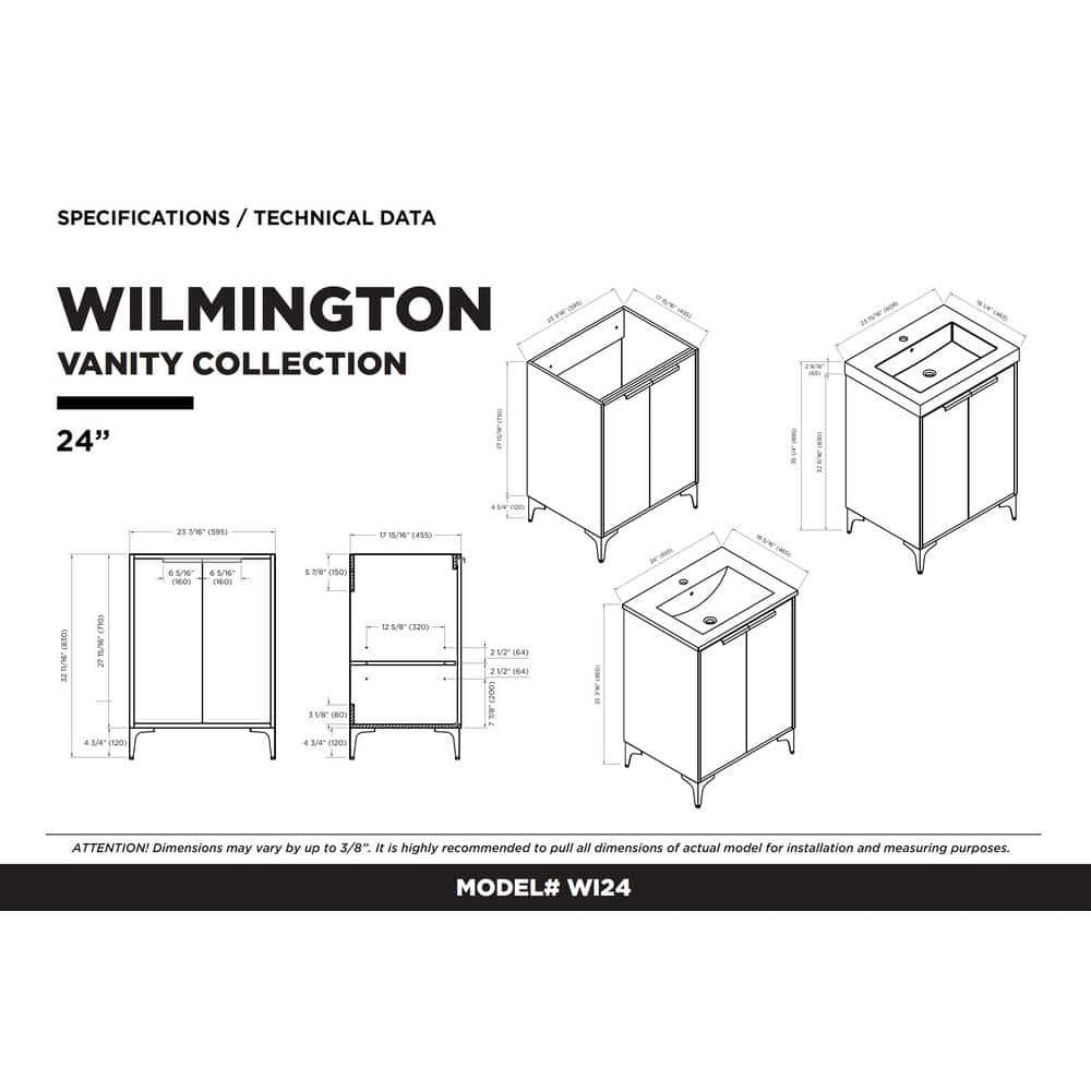Fine Fixtures Wilmington 24 Inch Bathroom Vanity With Sink - Fully Assembled Bathroom Sink Cabinet, Bathroom Vanities, White Bathroom Vanity, Small Bathroom Sink Cabinet, 24 Bathroom Vanity With Sink