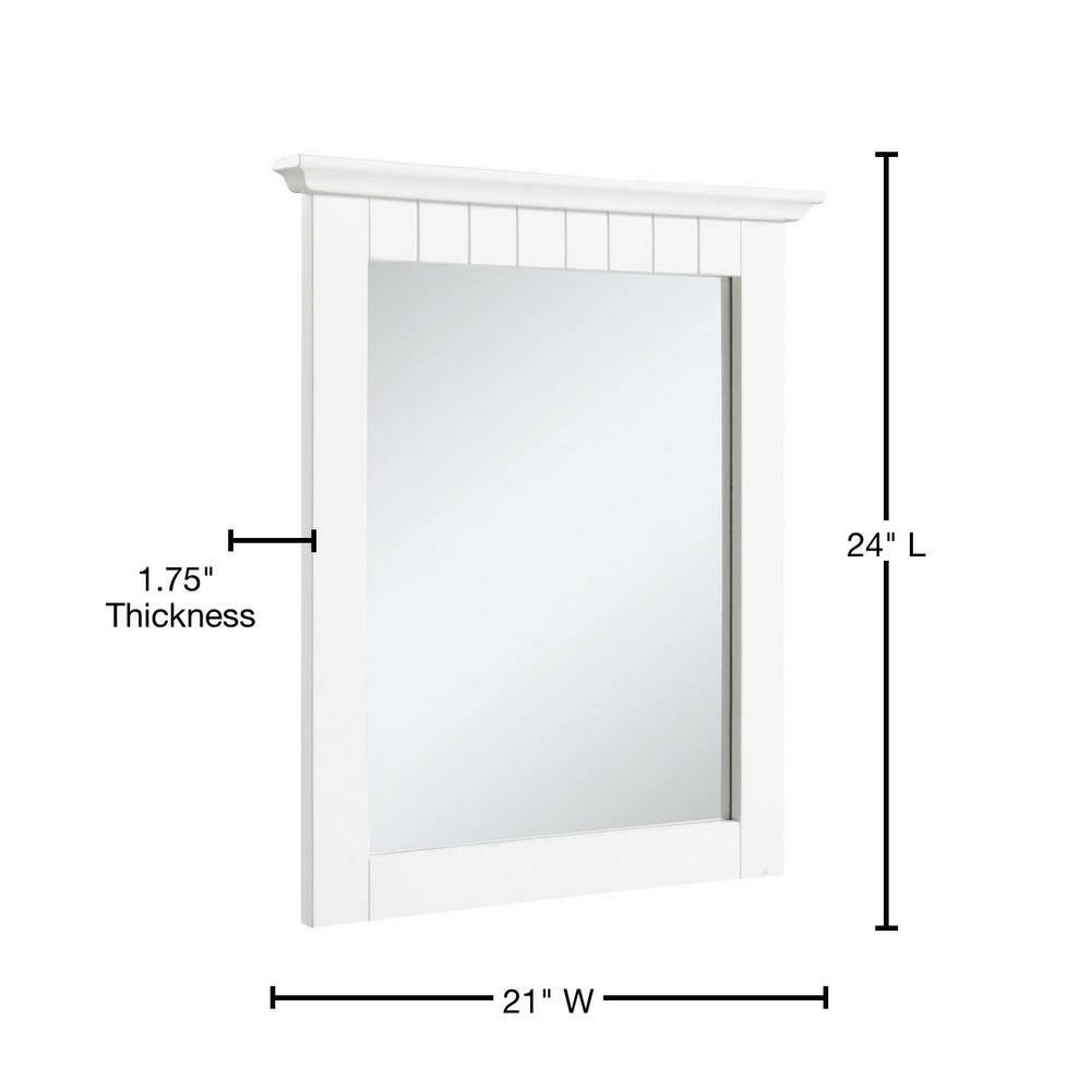 QINBI 541581-WHT Cottage Rectangle Wall Accent Traditional Wood Framed – Living Room, Bedroom, Bathroom Vanity Mirror, 24" H X 21" L, White