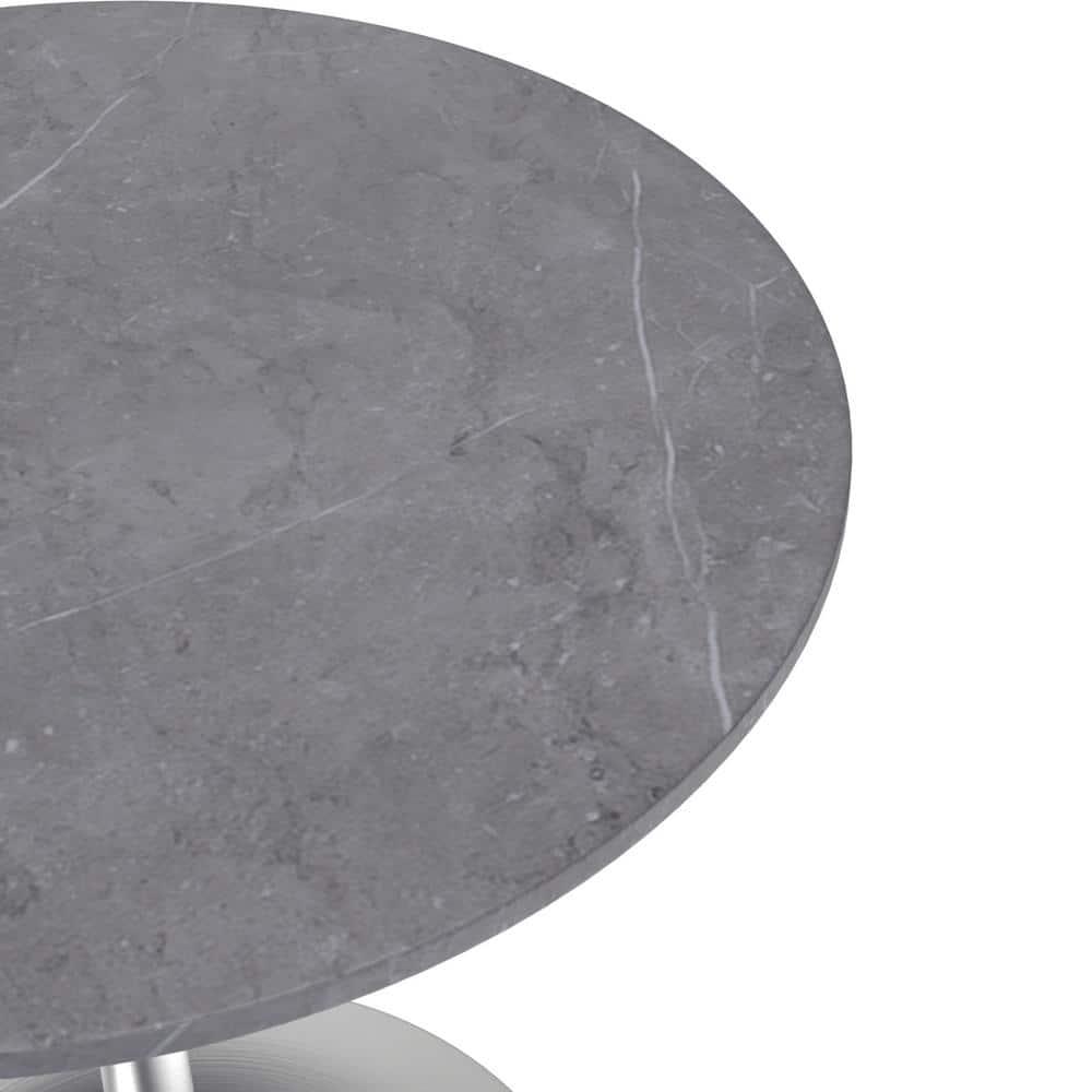 George Oliver Heatherton 27" Round Dining Table with Sintered Stone Top and Brushed Silver Stainless Steel Pedestal Base Kitchen Table Seats 2-4 Person