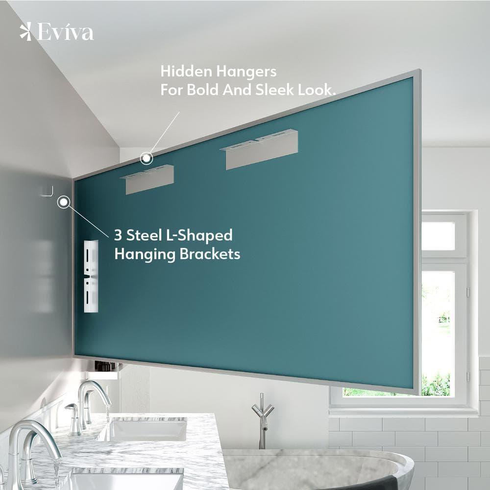 Eviva Sax 60" Brushed Chrome Metal Frame Bathroom Wall Mirror