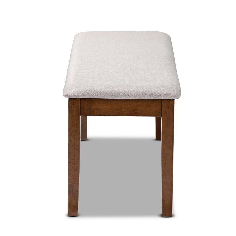 Teresa Fabric Upholstered and Wood Dining Bench Gray/Walnut - Baxton Studio