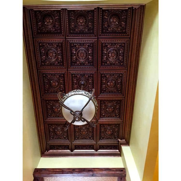 FromPlainToBeautifulInHours Da Vinci 24'' L x 24'' W PVC Drop-In Ceiling Tile In Antique Copper (Set of 50)