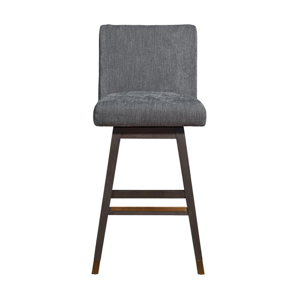 Armen Living Basila Wood Finish with Fabric Swivel Barstool Gray Oak