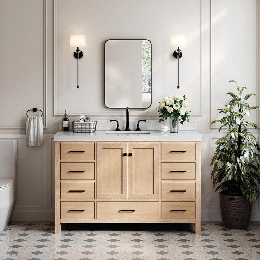 Cambridge 54'' Single Bathroom Vanity with Carrara Marble Top