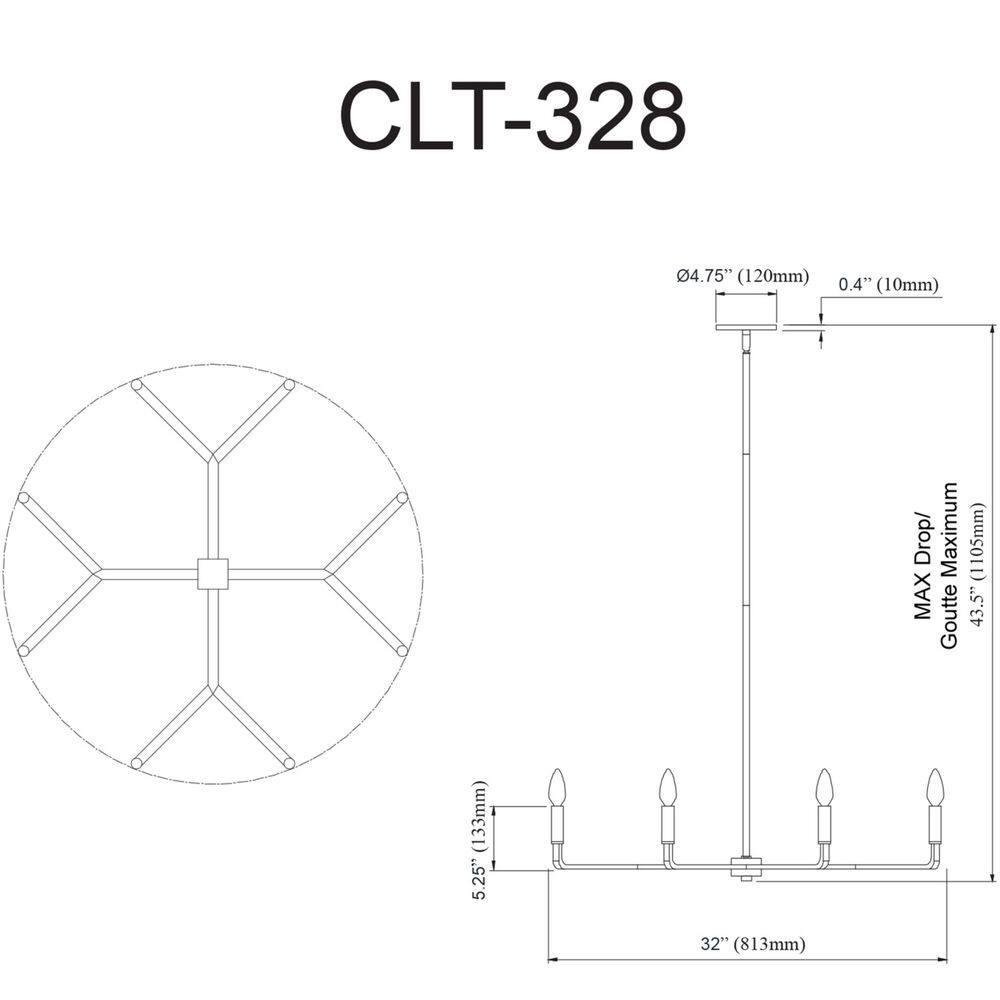 Dainolite Colette 8 - Light Chandelier in  Aged Brass