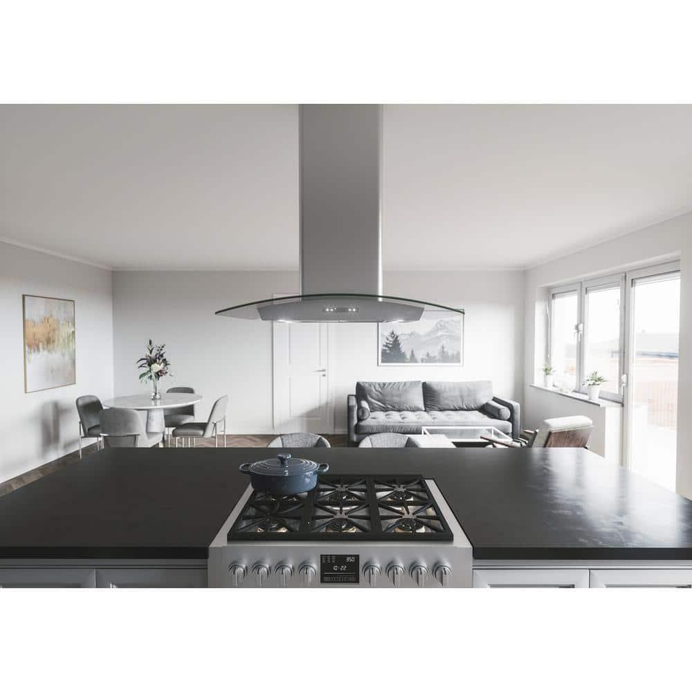 Zephyr Milano 36" 700 CFM Convertible Island Range Hood with LED Lighting