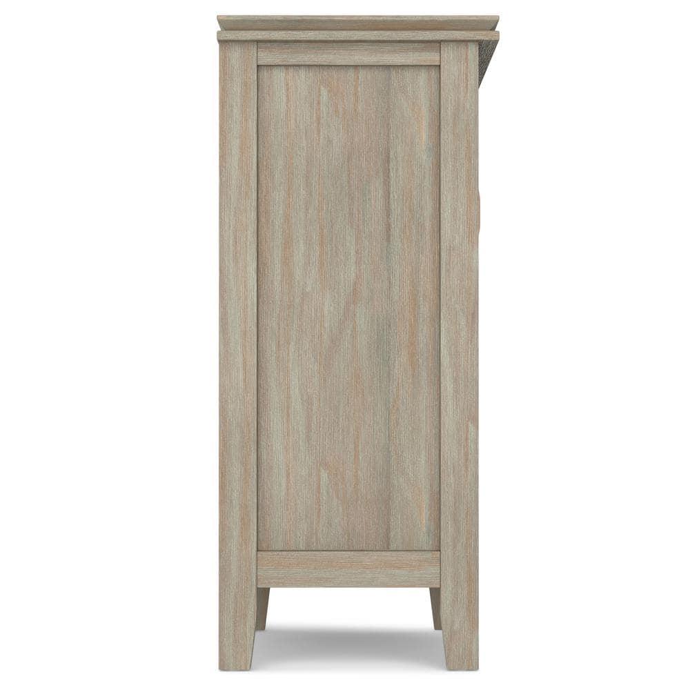 Simpli Home Artisan 30"W Solid Wood 2-Shelf Low Storage Cabinet with Glass Doors and Adjustable Shelves