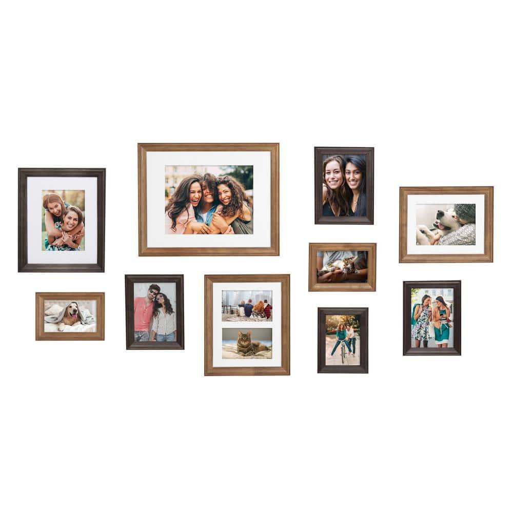 10pc Bordeaux Frame Box Set Natural Rustic/Charcoal Gray - Kate & Laurel All Things Decor: Wall Display, Multi-Size, Wood
