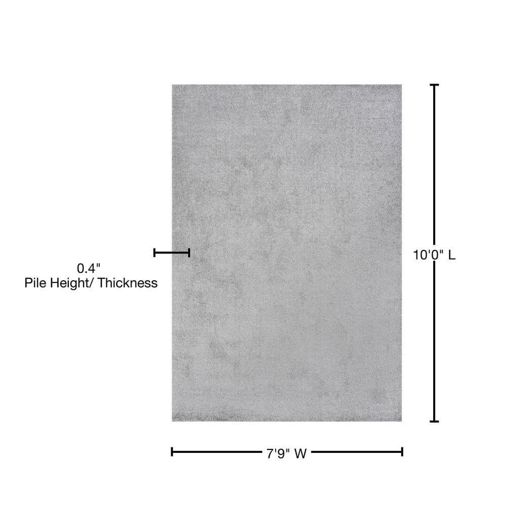 8'x10' Haze Solid Low-Pile Area Rug, Light Gray - JONATHAN Y