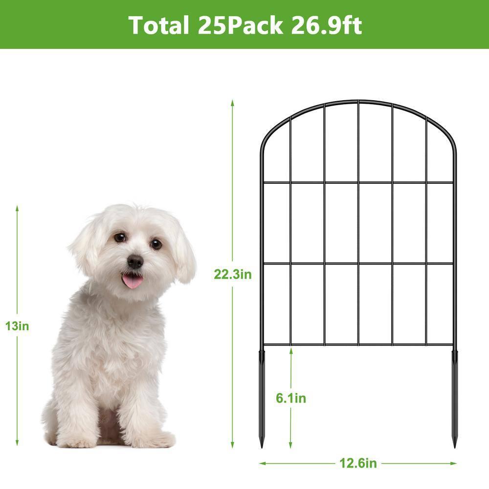 Decorative Garden Fence 25 Panels Animal Barrier Fence 27ft (L) x 22in (H) Rustproof Metal Wire Section Edging with Plastic Stakes Dog Fence Outdoor for Yard Yard Landscape Patio