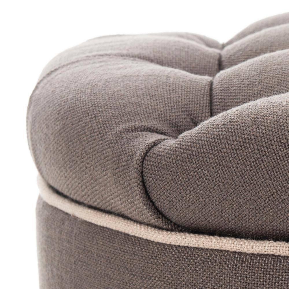 Amelia Tufted Storage Ottoman - Charcoal/True Taupe - Safavieh