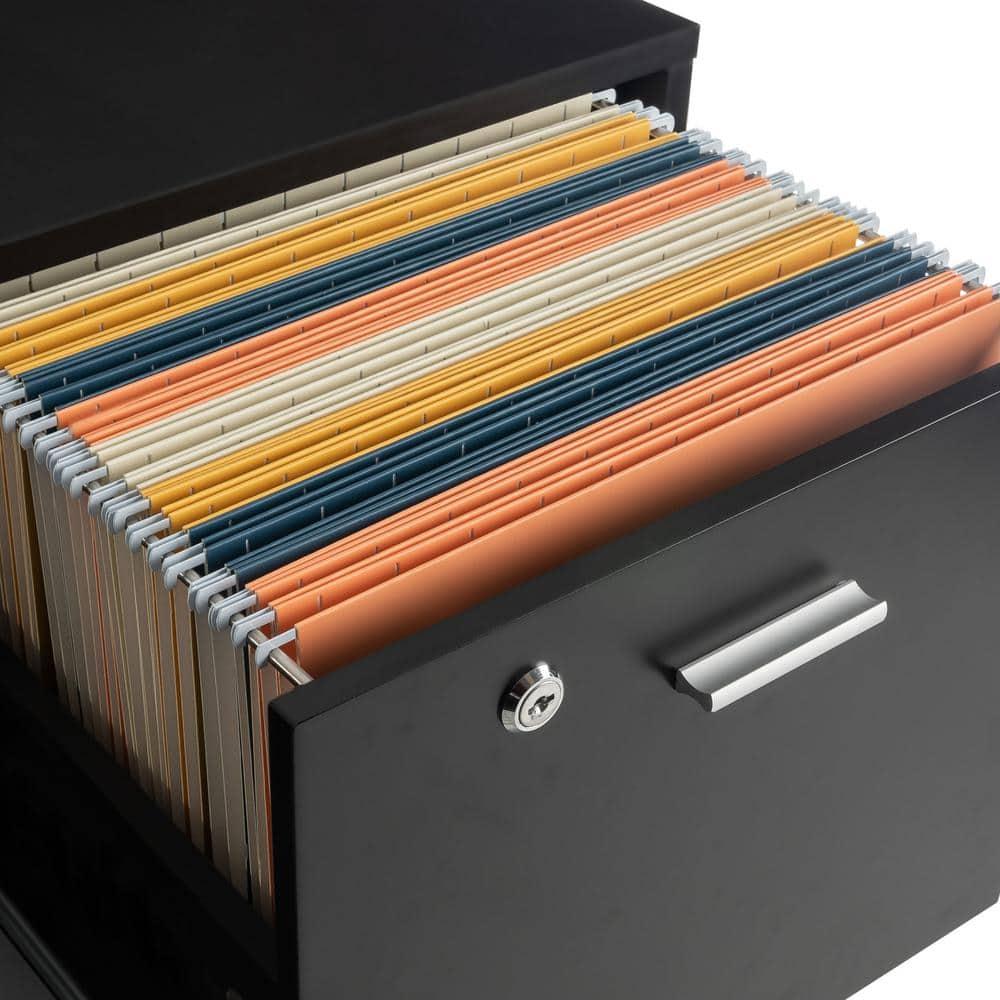 Lavish Home 2-Drawer File Cabinet with Lock and Rolling Wheels (Black)