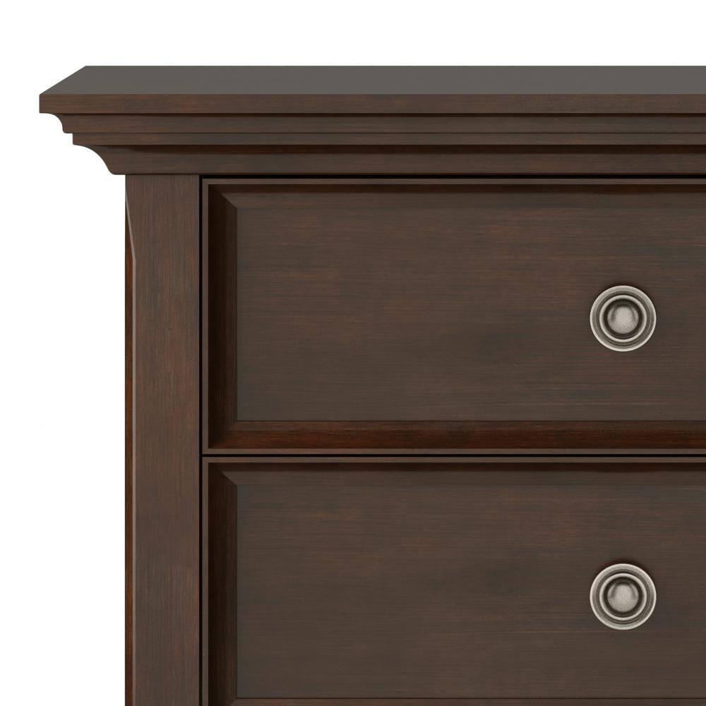 Simpli Home Amherst Solid Wood Bedside Table In Russet Brown