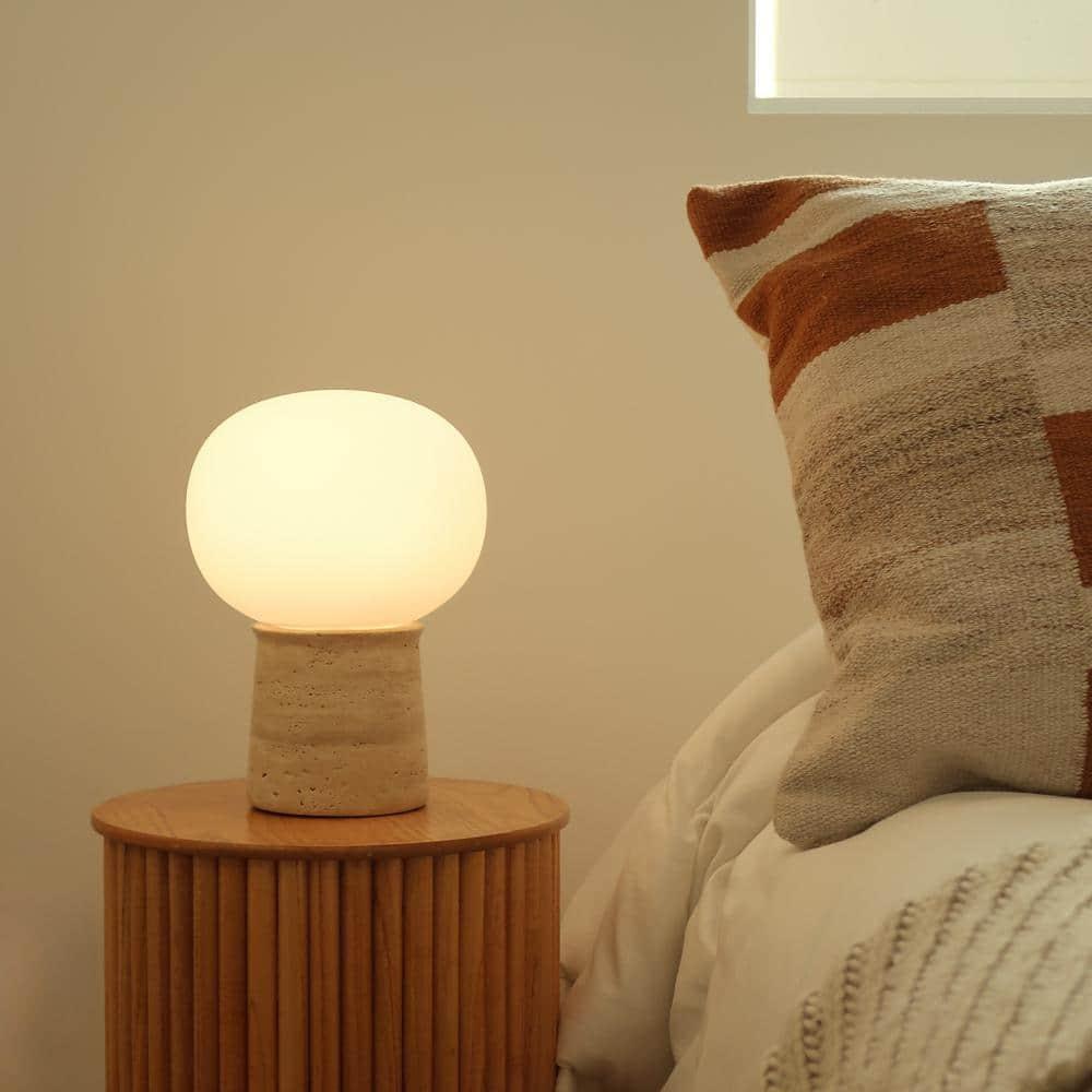 Brightech Neptune 12" LED Table Lamp With Natural Travertine Stone Base | Wayfair