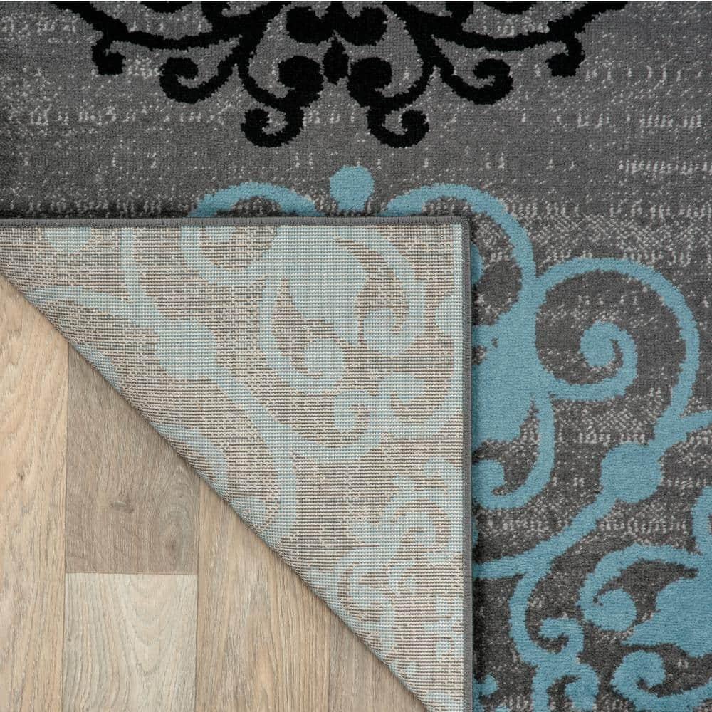 World Rug Gallery Floral Gray 2' x 10' Runner Rug