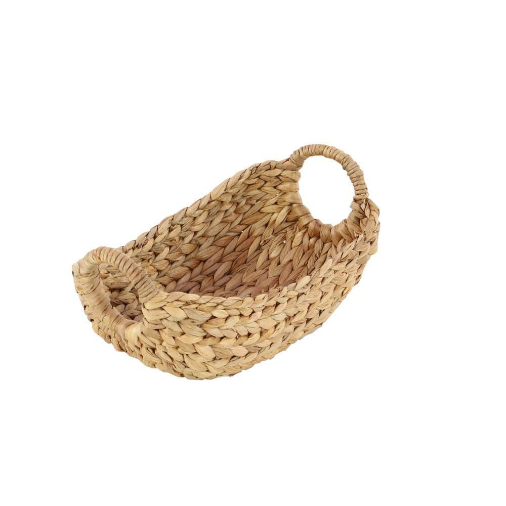 DecMode 23", 21", 19", 16", Brown Seagrass Handmade Storage Basket with Metal Handles, 5-Pieces