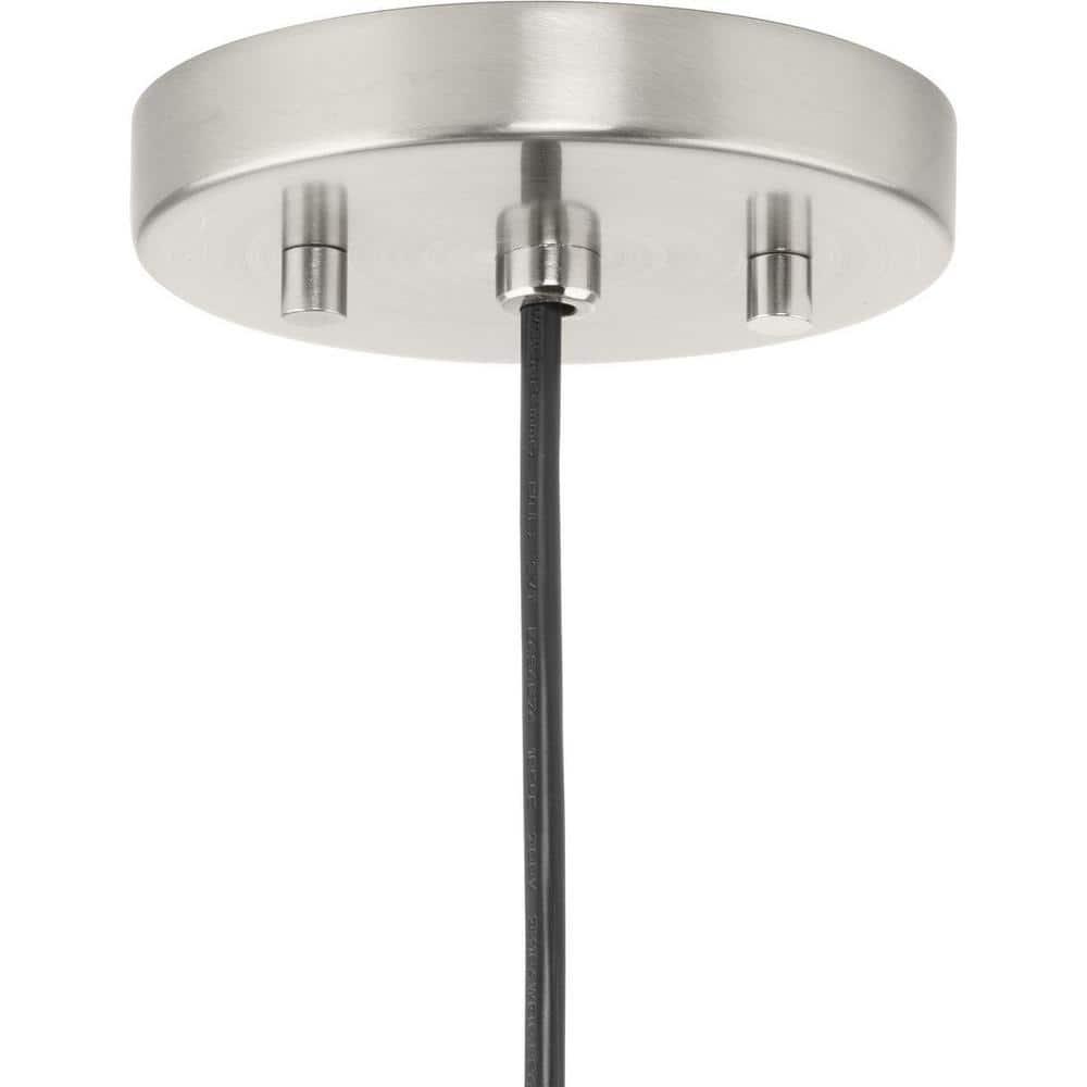 Progress Lighting Perimeter 1-Light Pendant, Brushed Nickel, White Interior Shade: Iconic modern design for kitchens and breakfast nooks.