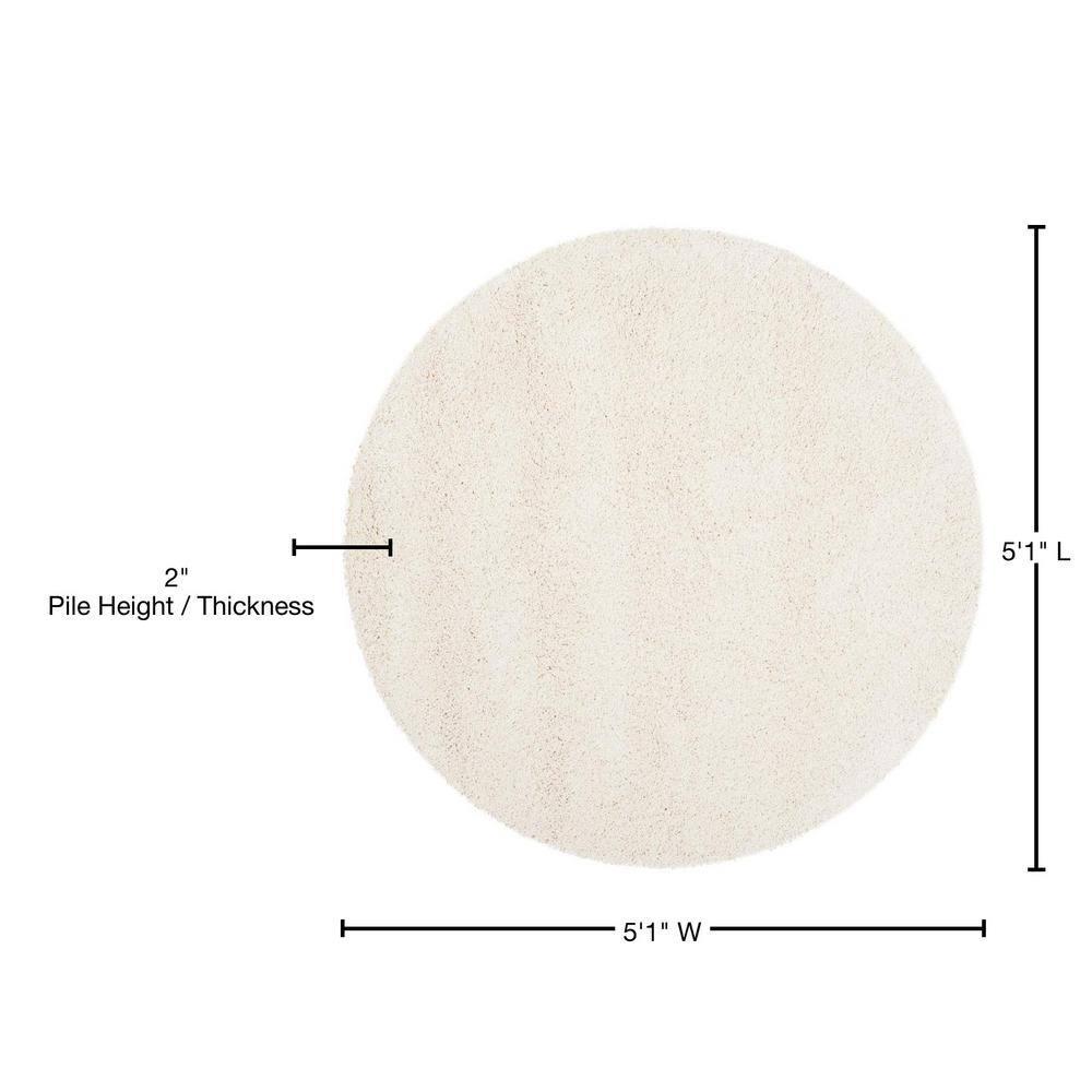 Milan Shag SG180 Power Loomed Indoor Area Rug - Ivory - 5'1" Round - Safavieh