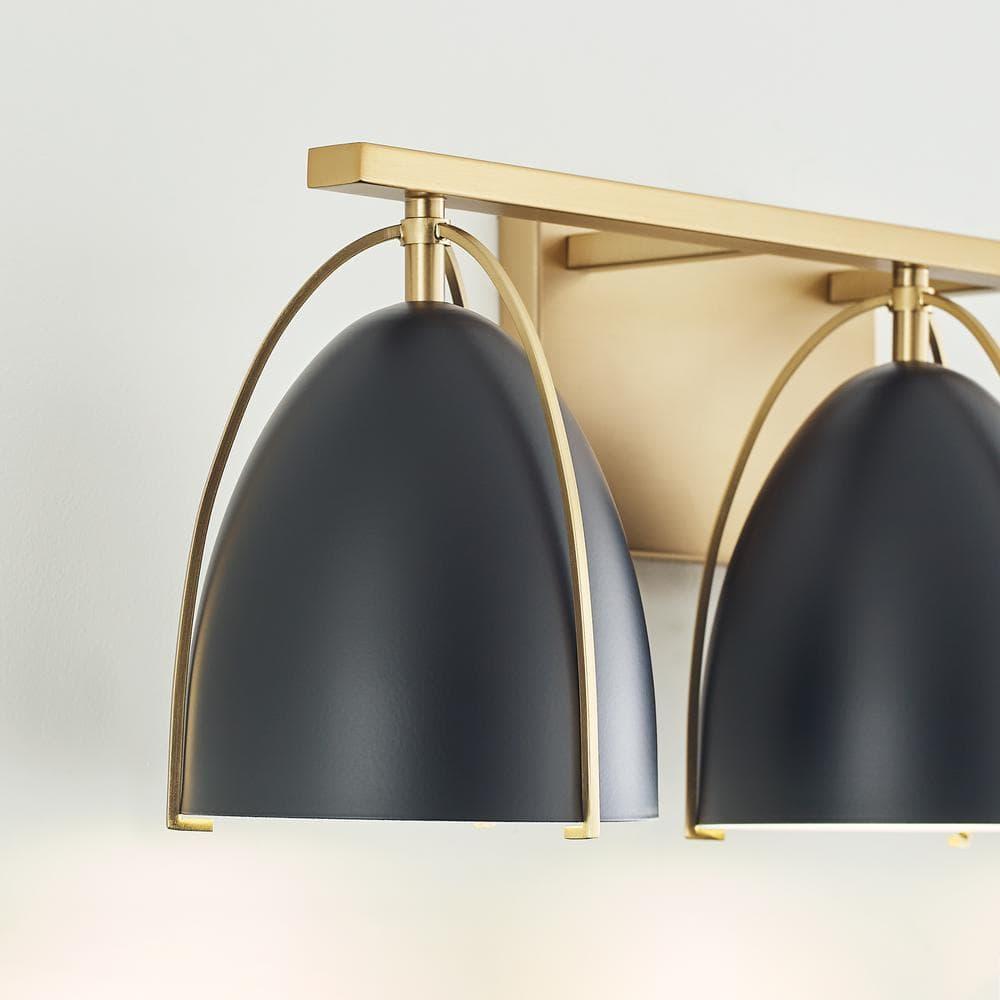 Norman 24.25" Satin Brass Vanity Light with Midnight Black Steel Shades