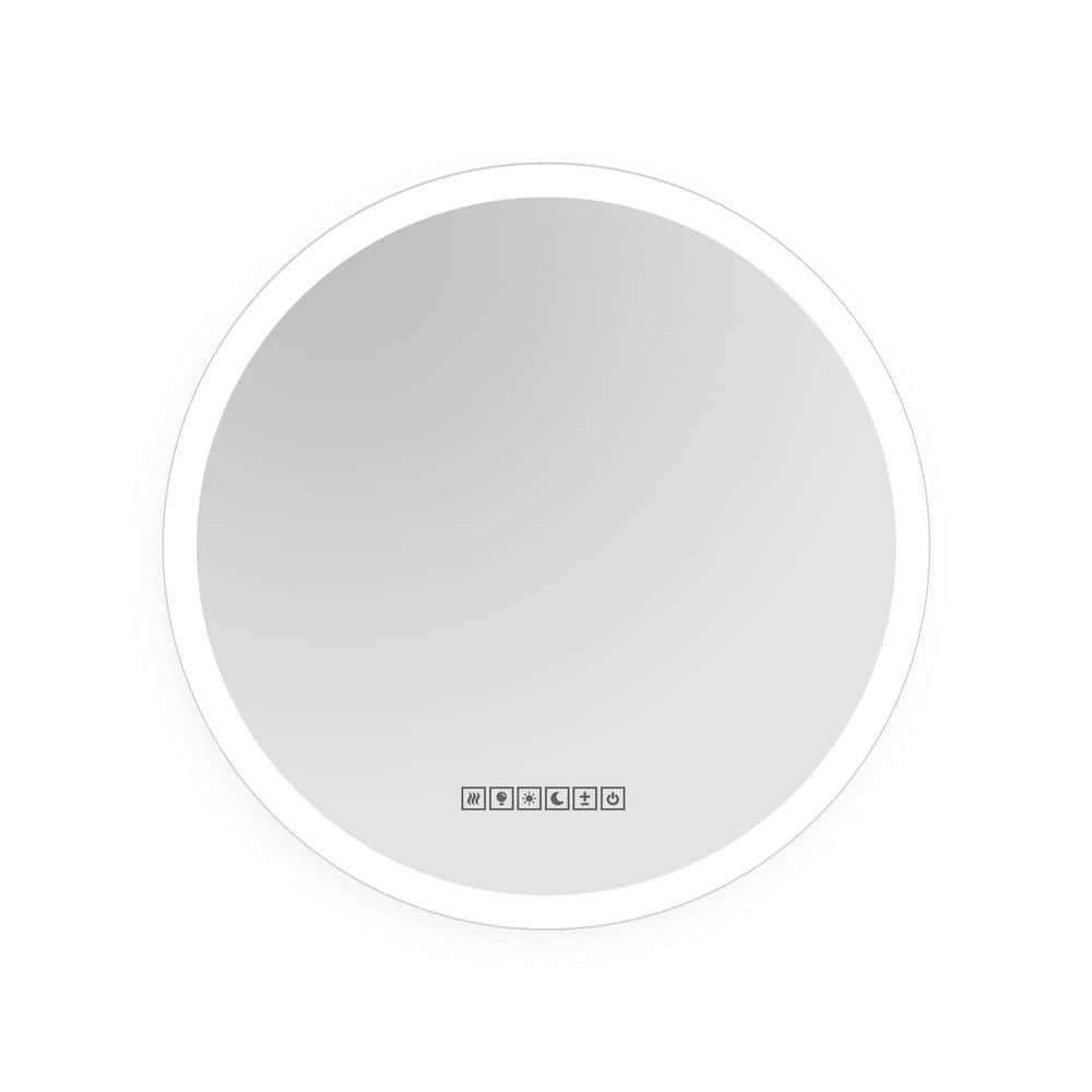 Round Lighted LED Bathroom and Vanity Mirror 28 inch with Anti Fog, Wall Mounted, Dimmer Touch Sensors by Fab Glass and Mirror