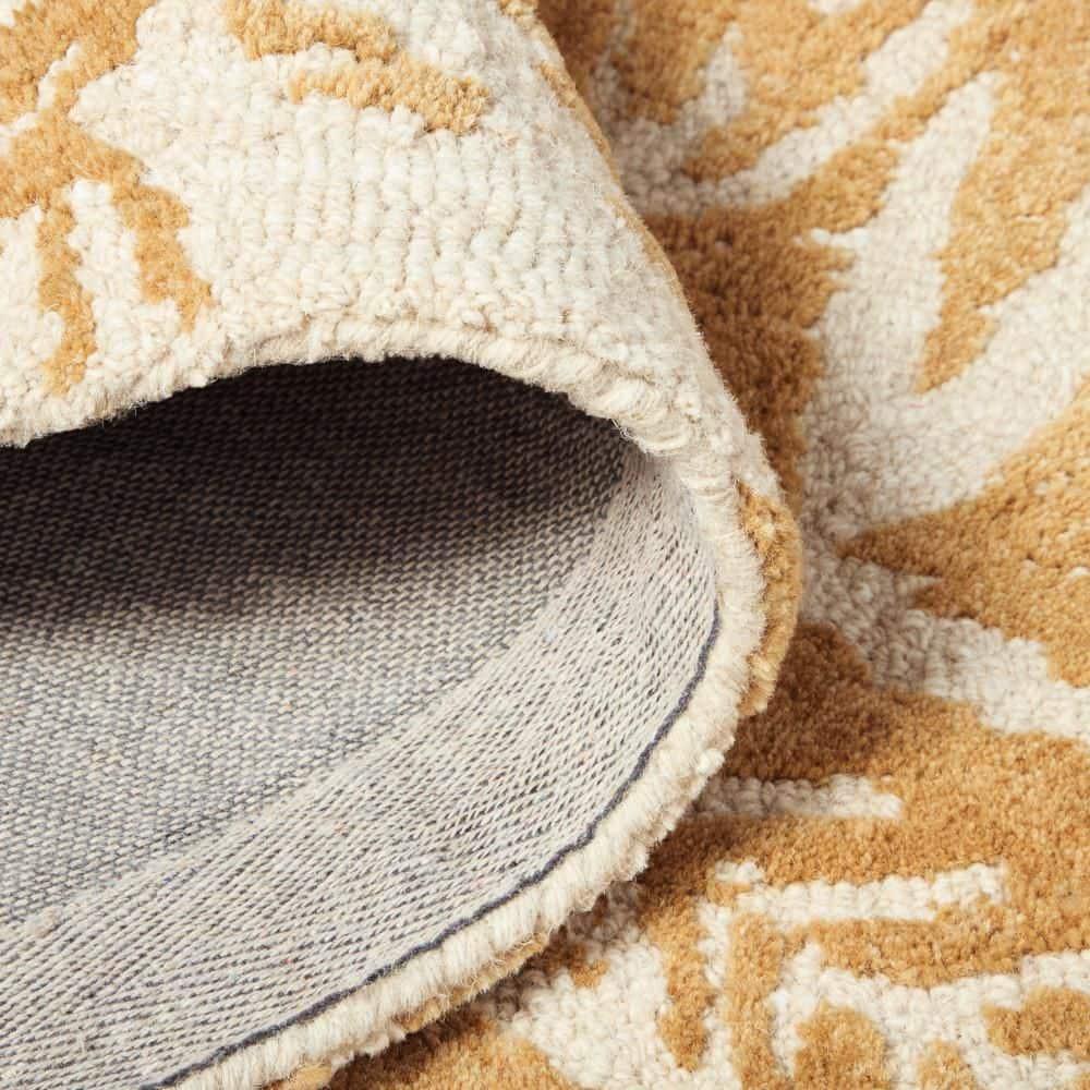 NICOLE MILLER NEW YORK Mod Damask Chambray Handcrafted Wool Area Rug Gold