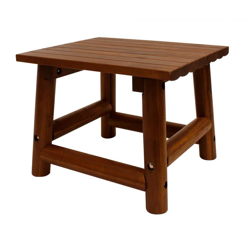 Leigh Country Amber Log Perch Handcrafted Hardwood Acacia Small Rectangular Accent Side End Table for Outdoor, Patio, and Garden, Brown