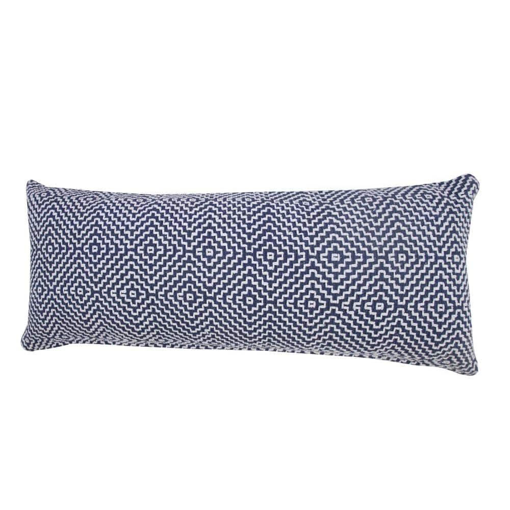 Ox Bay 14" x 36" Modern, Bohemian, Coastal, Farmhouse Blue, White, Multi-color Geometric Cotton Throw Pillow , Zip Closure