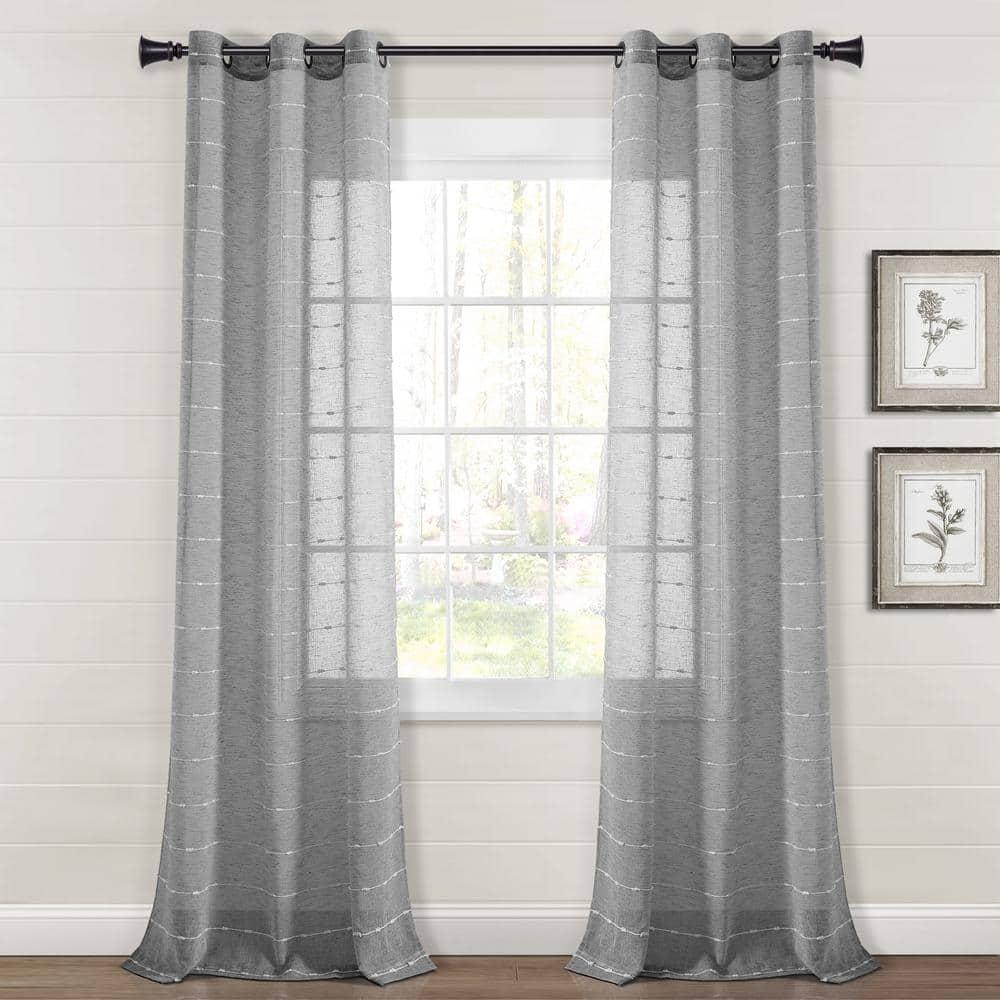 Lush Decor Farmhouse Textured Sheer Polyester Sheer Curtain Pair (Set of 2)