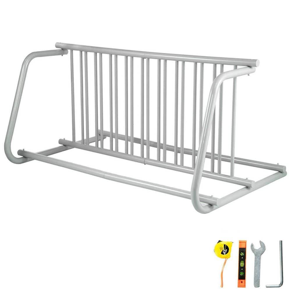 KFFKFF 10 Holders Floor Bike Rack, 59" Length All-Steel Grid Bike Rack, 10-Bike Capacity Dual-Side Storage Stand for Garages Streets Yards Bike Events