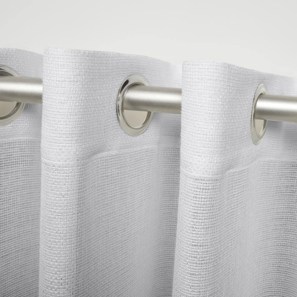 EXCLUSIVE HOME Miami Semi-Sheer Textured Indoor/Outdoor Grommet Top Curtain Panel Pair, 54"x84", Cloud Grey