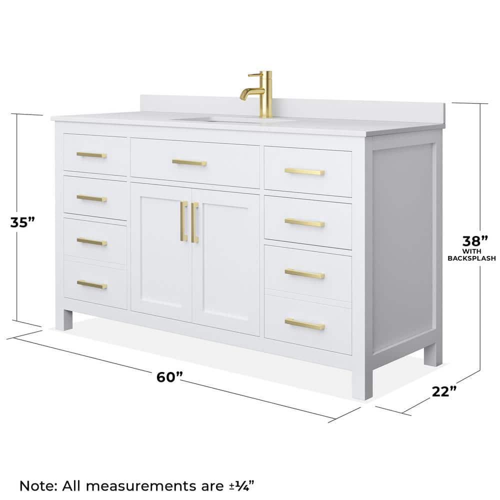 Beckett 60" Freestanding Single Bathroom Vanity with Cultured Marble Top