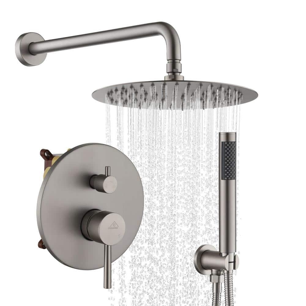 Pressure-Balanced Complete Shower System with 10-Inch Rain Shower Head, Handheld, Rough-in Valve