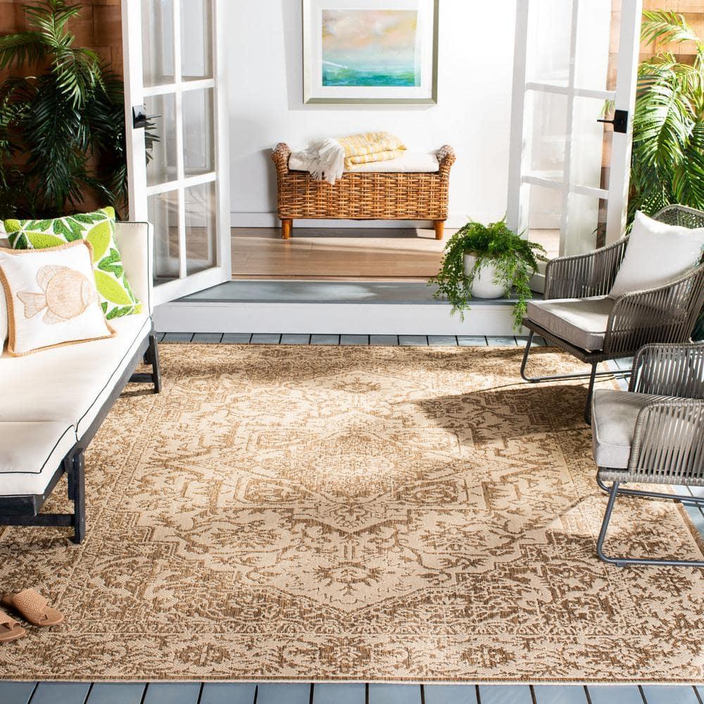 Beach House BHS139 Power Loomed Indoor/Outdoor Area Rug - Cream/Beige - 6'7"x6'7" - Safavieh