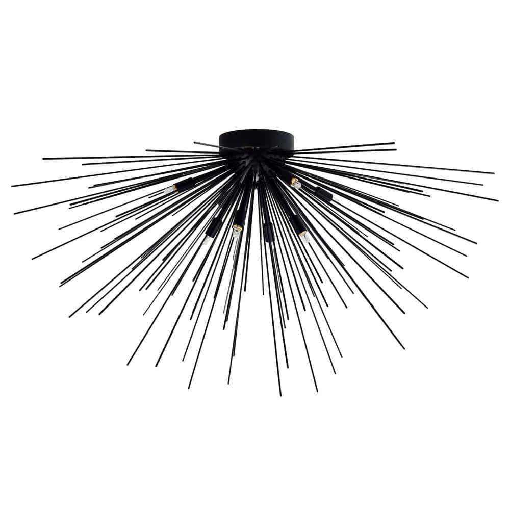 CWI Lighting Savannah 8 Light Metal Indoor Flush Mount in Black