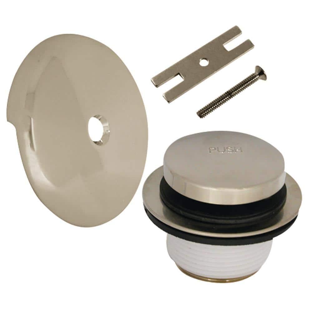 Brushed Nickel Bathtub Drain Tip Toe Stainless Steel Tub Drain Trim Kit, Single Hole Overflow Faceplate