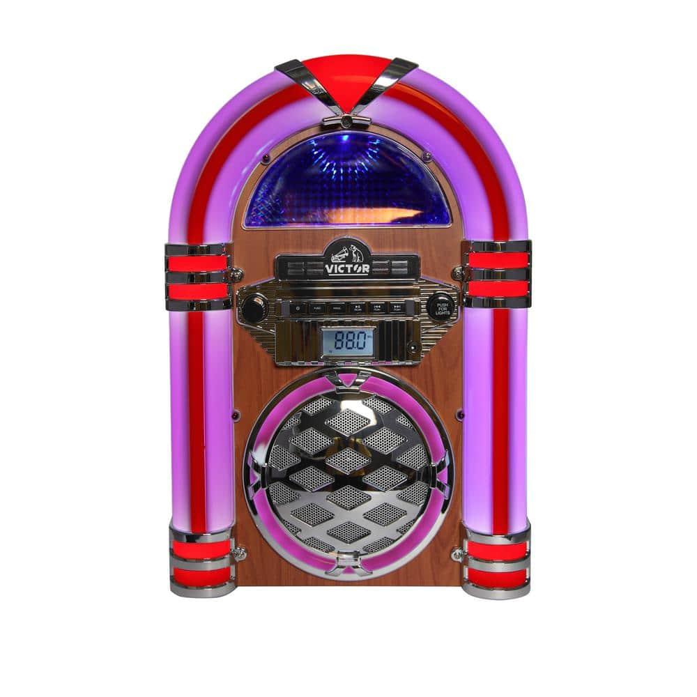 Victor Bluetooth Jukebox Speaker with FM Radio & Multicolor LED Lighting