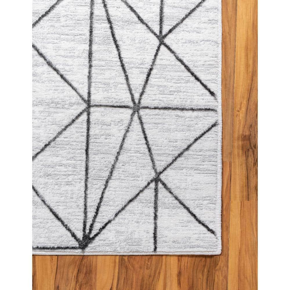 Matrix Trellis Geometric White 7 ft. x 10 ft. Area Rug