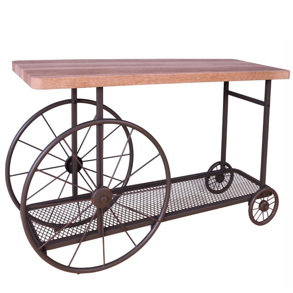 Francie 48" Accent Tables Oak and Antique Gray - Acme Furniture