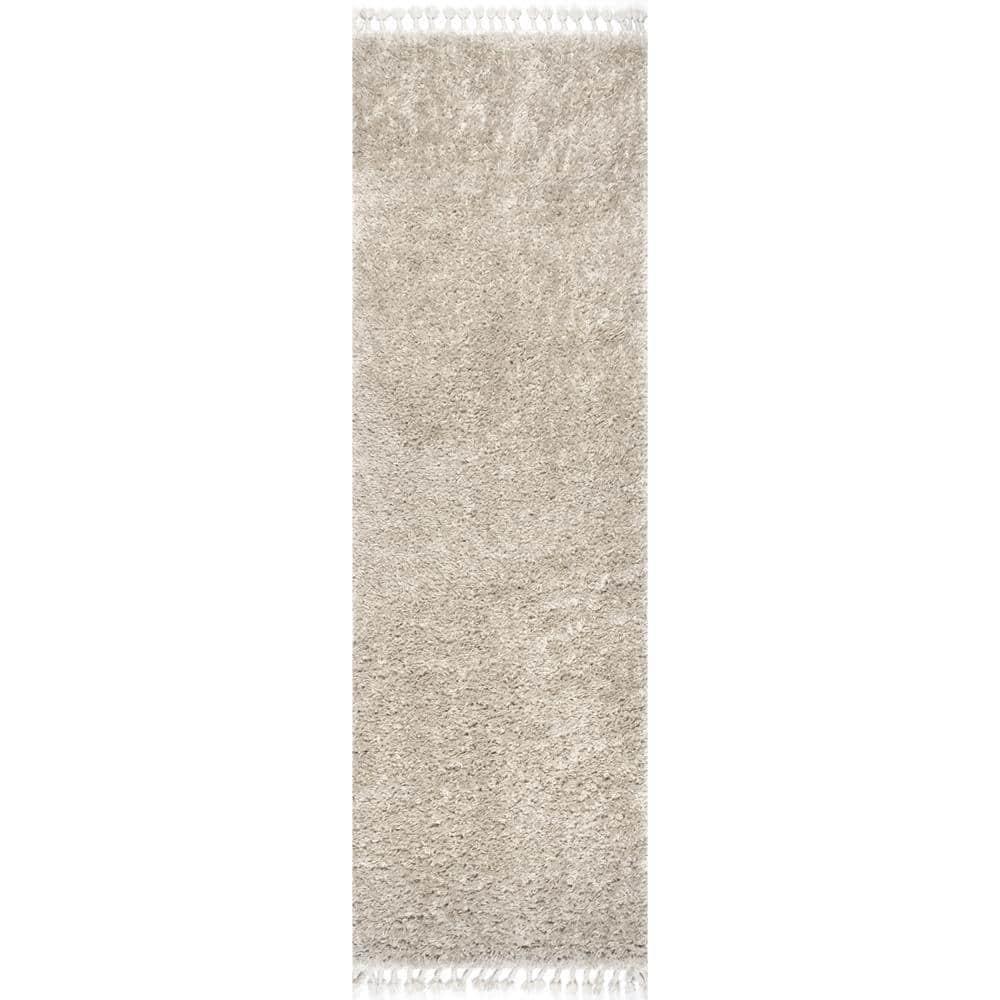 Nuloom Neva Solid 2x12 Runner Shag Indoor Area Rug for Living Room Bedroom Dining Room Nursery Entryway Hallway, Beige/Ivory