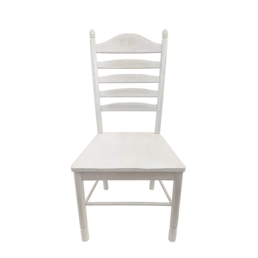 Carolina Living Josefine Dining Chair White Wash: Solid Rubberwood, Ladder Back Design, Unfinished Surface