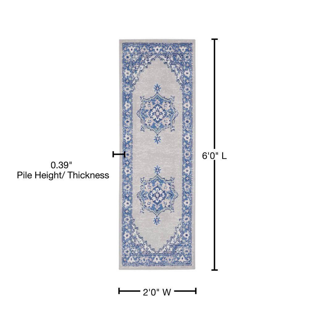 Nourison Whimsicle WHS03 Indoor only Area Rug - Grey Blue 2' x 6'