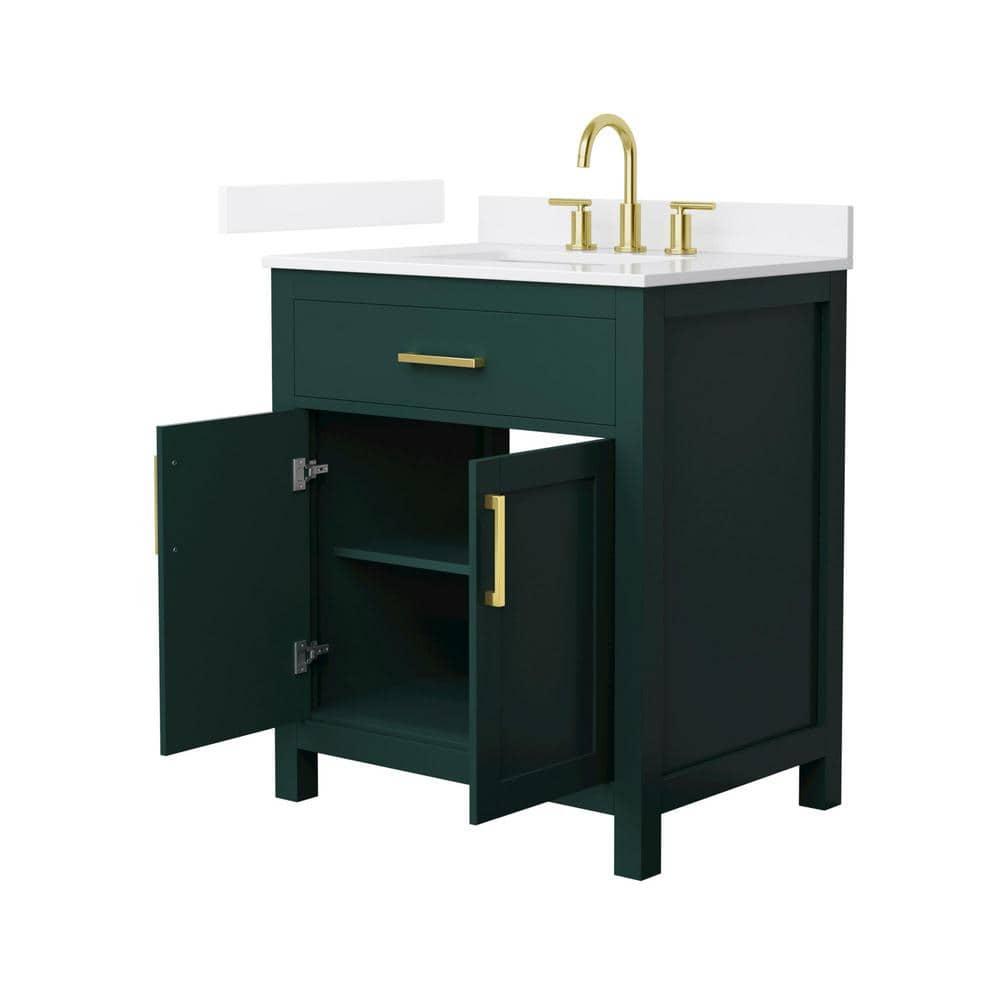 Wyndham Collection Beckett 30" Freestanding Single Bathroom Vanity with Quartz Top