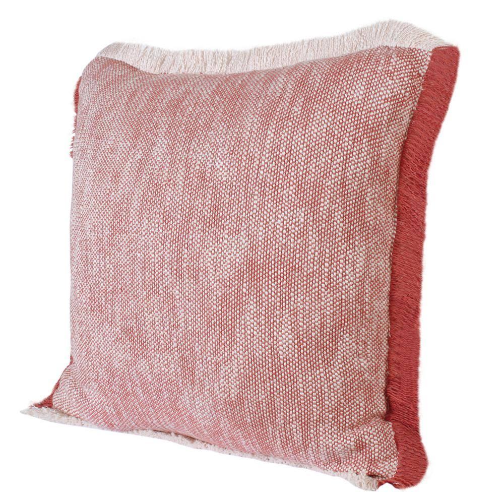 Woven Paths Bennett 20" x 20" Fringed Auburn Red Cotton Adult Decorative Throw Pillow