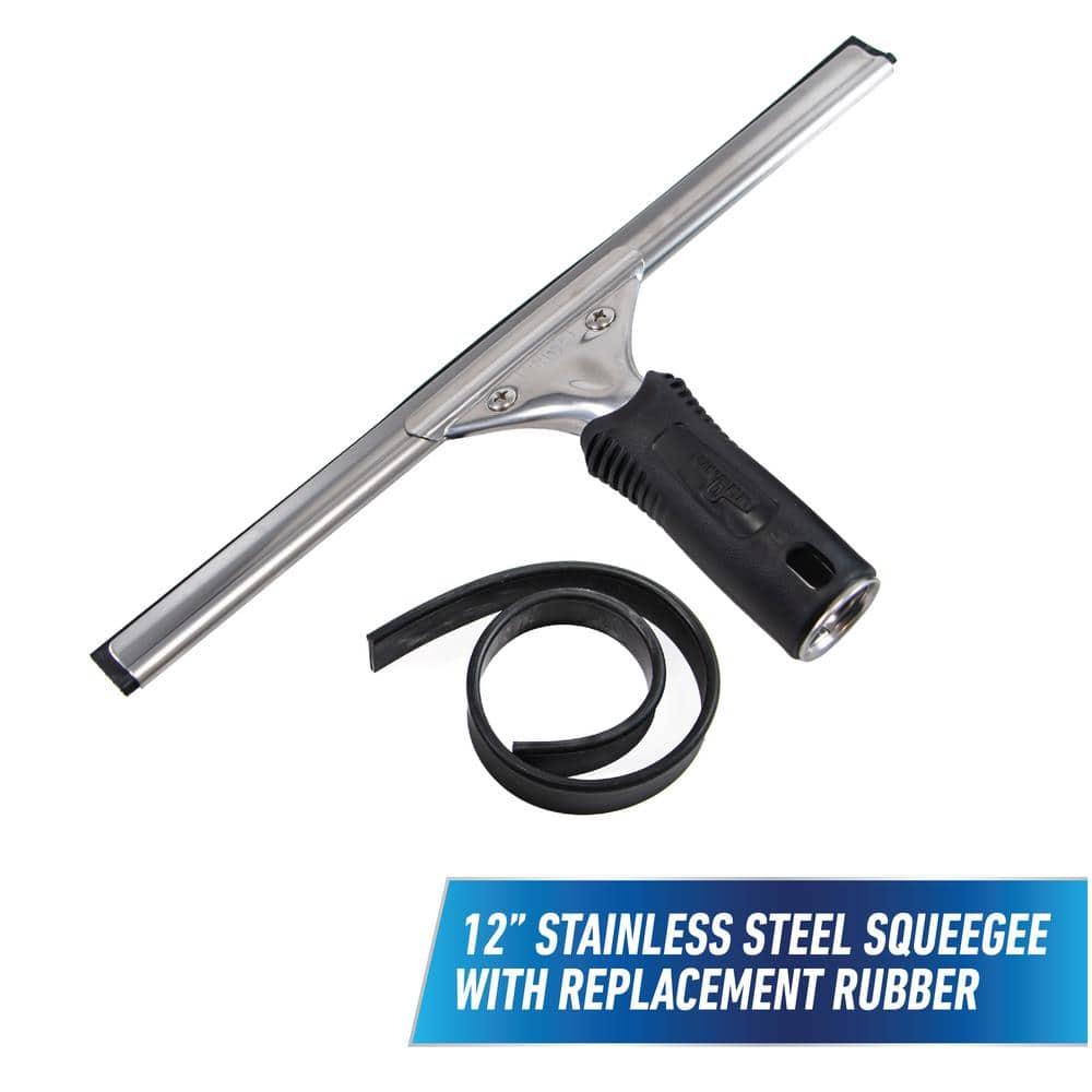 12-inch Stainless Steel and Plastic Window Squeegee with Rubber Blade