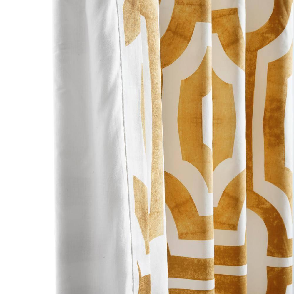 HPD Half Price Drapes Geometric Printed Curtains 96 Inches Long Luxury Cotton Curtains (1 Panel) Room Darkening Window Curtains for Bedroom & Living Room, 50W x 96L, Mecca Geometric Gold